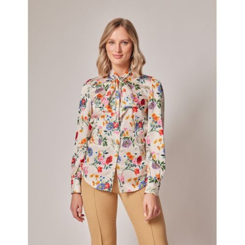 Hawes and Curtis Jeremy Street London Floral Bow Blouse
